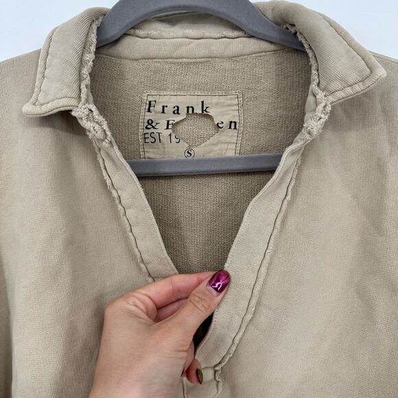 NEW Frank & Eileen Patrick Triple Fleece Popover Henley Sweatshirt Biscotti Tan - Picture 3 of 6